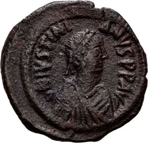 Justinian I 527-565, Æ follis, Constantinople. R: Stor M