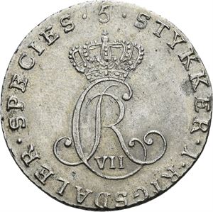 CHRISTIAN VII 1766-1808. KONGSBERG. 1/5 speciedaler 1796. S.8