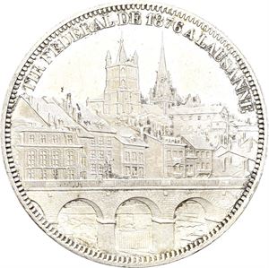 5 francs 1876. Lausanne. Liten kantskade/minor edge nick