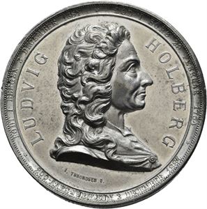 Ludvig Holberg 1684-1884. (Død i Sorø). Throndsen. Tinn. 50 mm