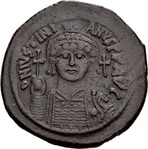 Justinian I 527-565, Æ follis, Nicomedia, 542-543 e.Kr. R: Stor M