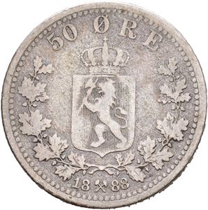 Norge, Oscar II, 50 øre 1888