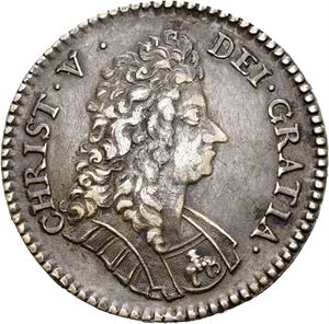 CHRISTIAN V 1670-1699, KONGSBERG, 2 mark 1699. (Stor blankett). RRR. S.7