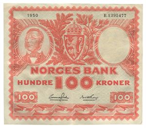 100 kroner 1950. B1395477