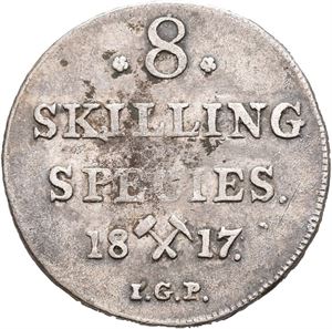 8 skilling 1817. Liten ripe på revers/small scratch on reverse