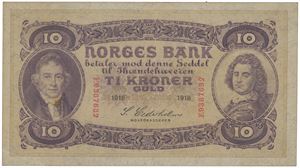 10 kroner 1918. F.9387632.