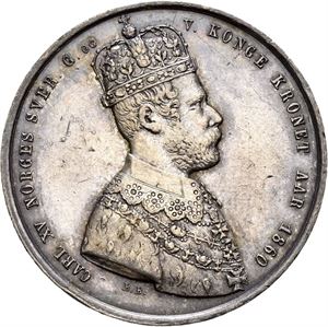 Carl XV, Kastepenning til kroningen 1860. Bergslien. Sølv. 30 mm