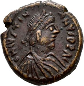 Justinian I 527-565, Æ pentanummium, Antiokia 551-560 e.Kr. R: Stor E