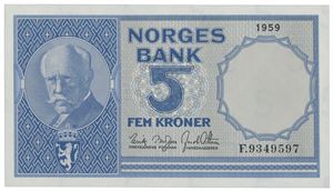 5 kroner 1959. F. 9349597