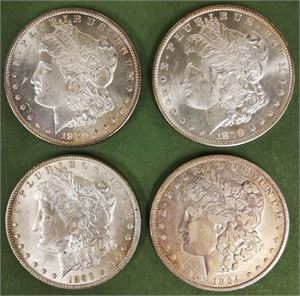 Lot 4 stk. dollar 1879 S (2), 1892 O og 1894 O