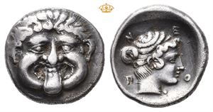 MACEDON, Neapolis. Circa 424-350 BC. AR hemidrachm (1,85 g)