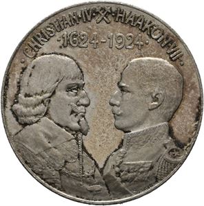 Kongsberg 300 år. 1624-1924. Throndsen. Sølv. 31 mm