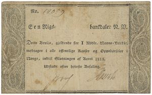 1 rigsbankdaler navneverdi 1815. No. 14059.