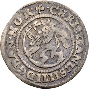 CHRISTIAN IV 1588-1648, CHRISTIANIA, 8 skilling 1643. Svakt buklet/slightly creased. S.28