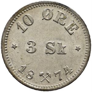 10 øre/3 skilling 1874