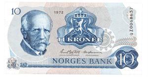 10 kroner 1972. QZ0068637. Erstatningsseddel/replacement note.