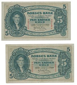 5 kroner 1938 R og 1939 R