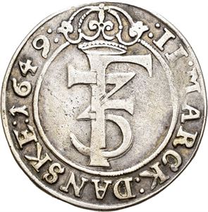 FREDERIK III 1648-1670 2 mark 1649. S.30