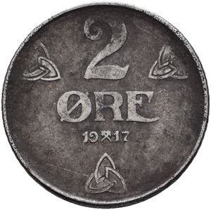 2 øre 1917 dobbelstrek