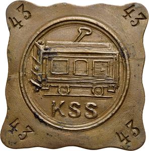 Kristiania Sporveisselskab, merke for gratis transport for ansatte (Nr.43)