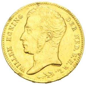 Wilhelm I, 10 gulden 1840. Har vært anhengt/has been mounted.