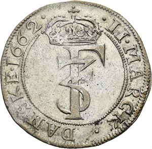 FREDERIK III 1648-1670. 2 mark 1662. S.46