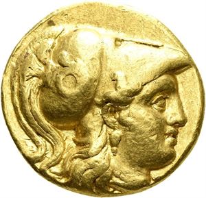 MAKEDONIA, Alexander den store 336-323 f.Kr., stater, Babylon 317-300 f.Kr. (8,49 g). Hode av Athene mot høyre/Nike stående mot venstre