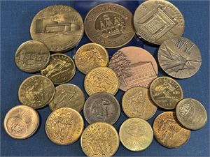Lot 20 stk. Jubileumsmedaljer i bronse, forgylt bronse og tambak fra Norges Bank og norske sparebanker