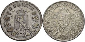 2 kroner 1878 og 1917