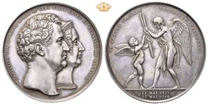 Christian VIII. Kongens og dronningens sølvbryllup 1840. Christensen, Krohn og (Thorvaldsen). Sølv. 48 mm