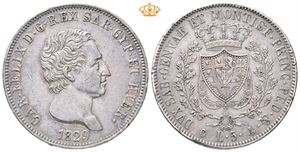 Sardinia, Carlo Felice, 5 lire 1829 P. Liten ripe på advers/minor scratch on obverse