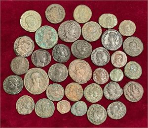 Lot # 10. Lot of 35 late Roman bronze coins