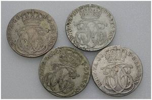 Lot 4 stk. 24 skilling 1740, 1741, 1742 og 1743