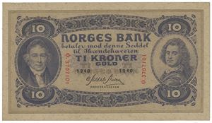 10 kroner 1940 Ø.3707101 og 1940 Å.0966507.