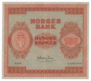 Norway. 100 kroner 1945. A8661860