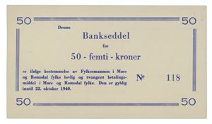 Romsdals Fellesbank, Molde, 50 kroner 11.april 1940. No.118