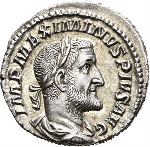 Maximinus I 235-238, denarius, Roma 235-236 e.Kr. R: Salus sittende mot venstre