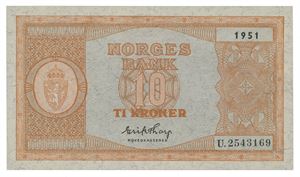 10 kroner 1951. U2543169