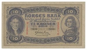 10 kroner 1940. Ø1733538