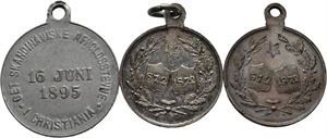 Norge. 3 små medaljer. Harald Hårfagre (2) og Avholdsfolket