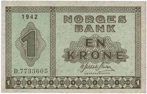 1 krone 1942. D7733605