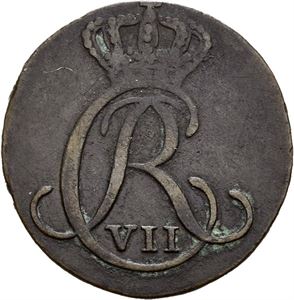 Christian VII 1766-1808. 2 skilling 1804. Preget i kobber/struck in copper. S.2