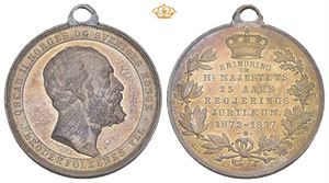 Oscar II. 25 års regjering 1897. Sølv med hempe