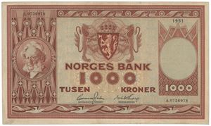 1000 kroner 1951. A.0736978