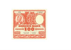 100 kroner 1958. F7400617