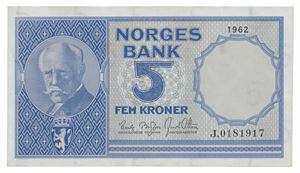 Norway. 5 kroner 1962. J0181917
