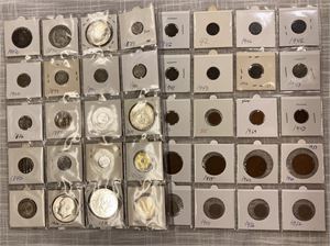 Lot 41 stk. diverse mynter, bl.a. 1 krone 1897 og 25 øre 1876, 1896, 1899 og 1900