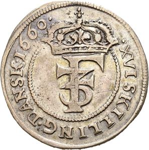 FREDERIK III 1648-1670, CHRISTIANIA, 1 mark 1660. S.60