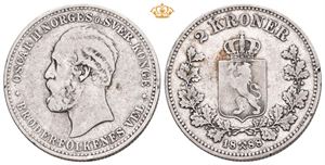 2 kroner 1888. Liten kantskade/minor edge nick