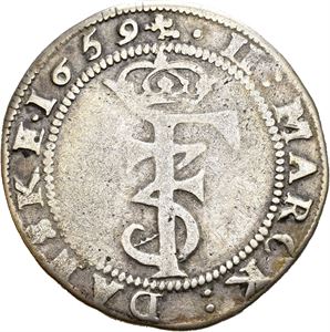FREDERIK III 1648-1670, CHRISTIANIA, 2 mark 1659. S.79
